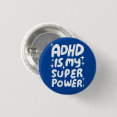 ADHD is mijn Superpower Fun Bubble Letters Blauw Ronde Button 3,2 Cm (Voorkant /achterkant)