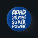 ADHD is mijn Superpower Fun Bubble Letters Blauw Ronde Button 3,2 Cm<br><div class="desc">Hand gemaakte knopkunst voor u! Pas aan met uw eigen tekst of verander de kleuren. Check mijn winkel voor veel meer kleuren en design of laat het me weten als je iets op maat wilt!</div>
