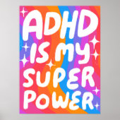 ADHD is mijn Superpower Fun Bubble Letters Kleurri Poster (Voorkant)