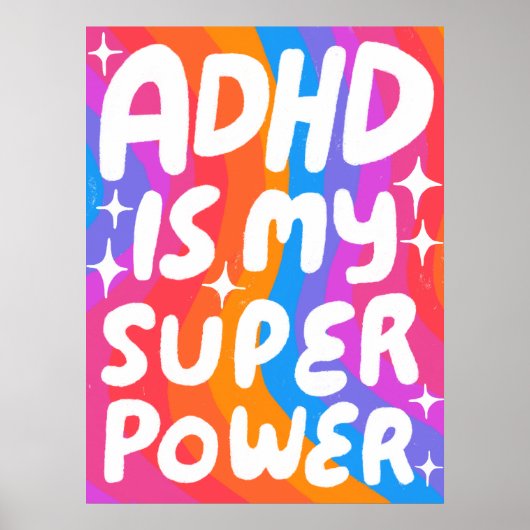 ADHD is mijn Superpower Fun Bubble Letters Kleurri Poster (Voorkant)