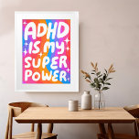ADHD is mijn Superpower Fun Bubble Letters Kleurri Poster<br><div class="desc">Ik hoop dat je van deze leuke kunst houdt! Voeg je eigen tekst toe, verander ook de achtergrondkleur. Selecteer de afdrukgrootte met behulp van de vervolgkeuzelijst hierboven, en u kunt klikken op de knop "ontwerp bewerken" om de illustratie aan te passen aan elk formaat papier. Koop een eenvoudig poster of...</div>