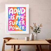 ADHD is mijn Superpower Fun Bubble Letters Kleurri Poster