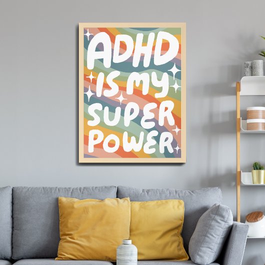 ADHD is mijn Superpower Fun Bubble Letters Kleurri Poster
