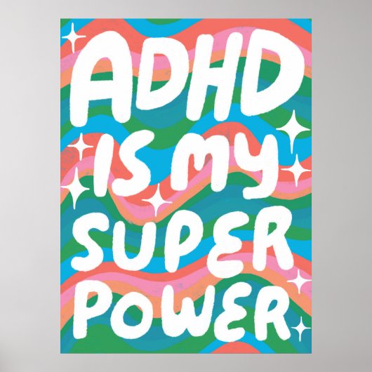 ADHD is mijn Superpower Fun Bubble Letters Kleurri Poster (Voorkant)