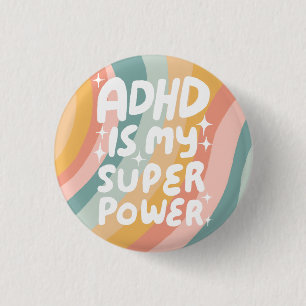 ADHD is mijn Superpower Fun Bubble Letters Kleurri Ronde Button 3,2 Cm