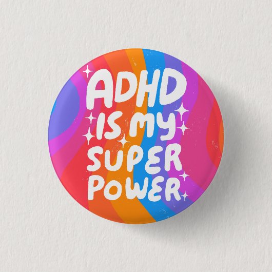 ADHD is mijn Superpower Fun Bubble Letters Kleurri Ronde Button 3,2 Cm (Voorkant)