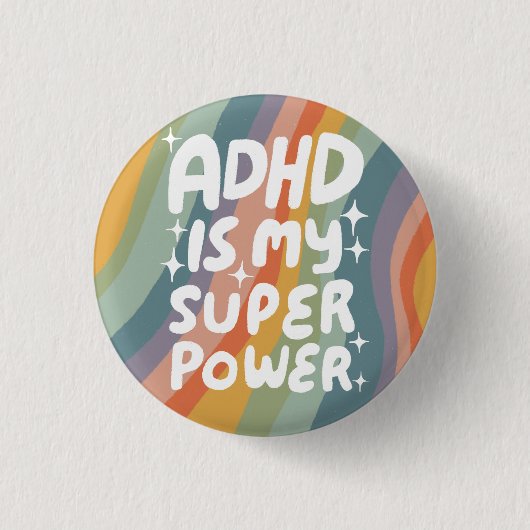 ADHD is mijn Superpower Fun Bubble Letters Kleurri Ronde Button 3,2 Cm (Voorkant)