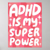 ADHD is mijn Superpower Fun Bubble Letters Roze Poster (Voorkant)