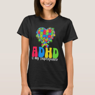 ADHD is mijn Superpower Heart Puzzle Ribbon voor k T-shirt