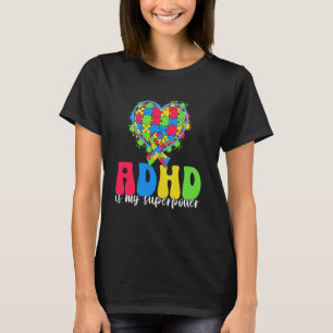ADHD is mijn Superpower Heart Puzzle Ribbon voor k T-shirt