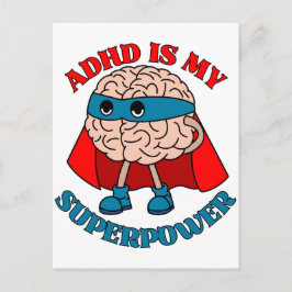 ADHD is mijn Superpower - Hersenen die een cape dr Briefkaart