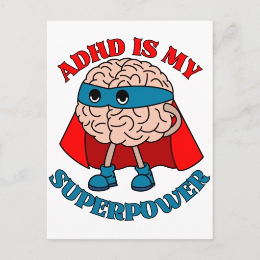 ADHD is mijn Superpower - Hersenen die een cape dr Briefkaart (Voorkant)