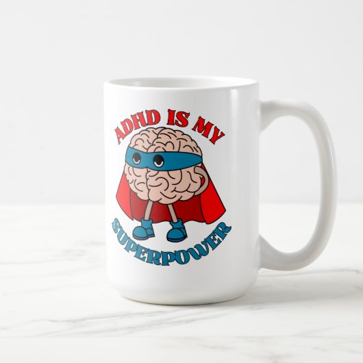 ADHD is mijn Superpower - Hersenen die een cape dr Koffiemok (Rechts)