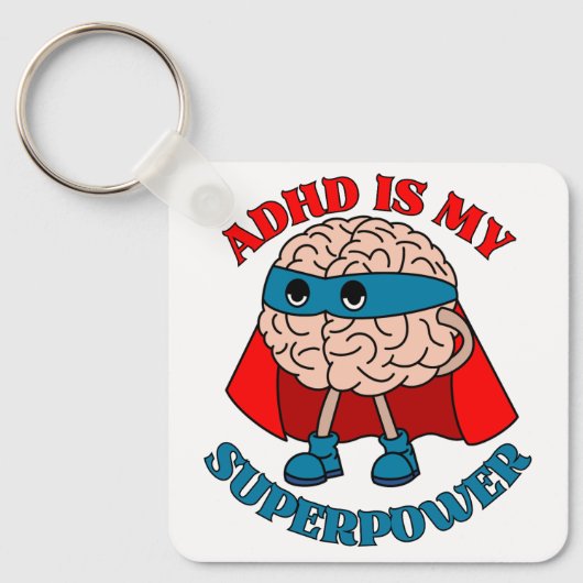 ADHD is mijn Superpower - Hersenen die een cape dr Sleutelhanger (Voorkant)