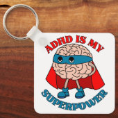 ADHD is mijn Superpower - Hersenen die een cape dr Sleutelhanger (Voorkant)