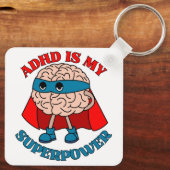 ADHD is mijn Superpower - Hersenen die een cape dr Sleutelhanger (Achterkant)