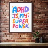 ADHD is mijn Superpower Kleurrijke Fun Bubble Lett
