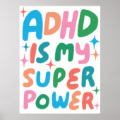 ADHD is mijn Superpower Kleurrijke Fun Bubble Lett Poster (Voorkant)