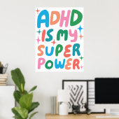 ADHD is mijn Superpower Kleurrijke Fun Bubble Lett Poster (Thuiskantoor)