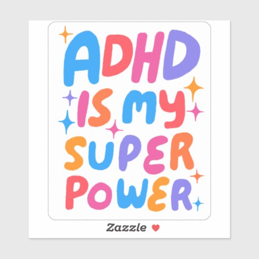 ADHD IS MIJN SUPERPOWER Leuke Kleurrijke Bubble Le Sticker (Vel)