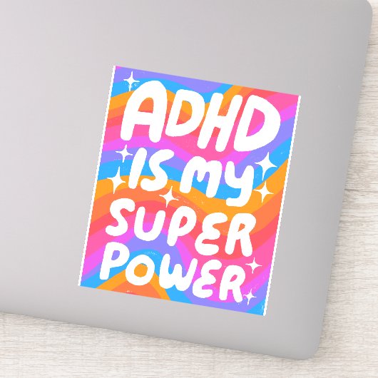 ADHD IS MIJN SUPERPOWER Leuke Kleurrijke Bubble Le Sticker (Detail)