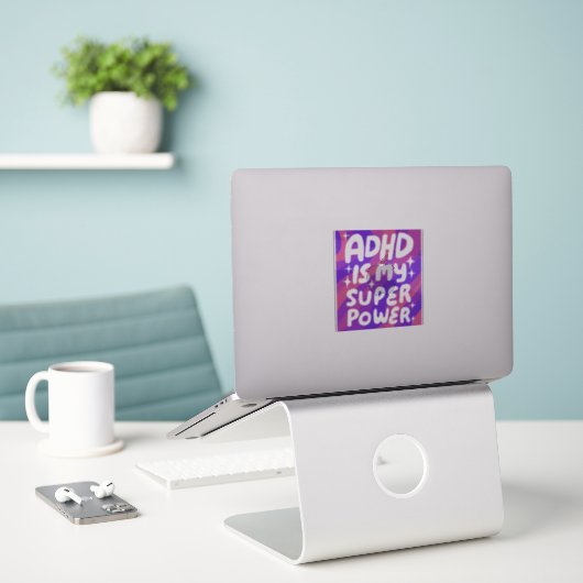 ADHD IS MIJN SUPERPOWER Leuke Kleurrijke Bubble Le Sticker (Laptop op bureau)