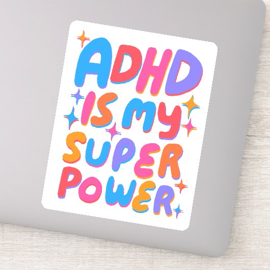 ADHD IS MIJN SUPERPOWER Leuke Kleurrijke Bubble Le Sticker (Detail)