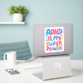 ADHD IS MIJN SUPERPOWER Leuke Kleurrijke Bubble Le Sticker (Laptop op bureau)