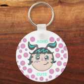 ADHD keychain with "ADHD Cute" illustration (Voorkant)