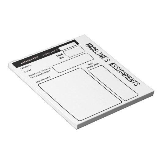 ADHD Kinder persoonlijke pad voor thuiswerk Notitieblok (Schuin)