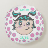 ADHD-kussen met "ADHD Schattig"-illustratie Rond Kussen (Achterkant)