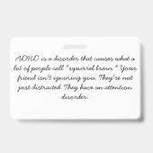 ADHD-label "Squirrel Brain" Badge (Achterkant)