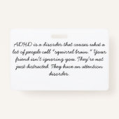 ADHD-label "Squirrel Brain" Badge (Achterkant)
