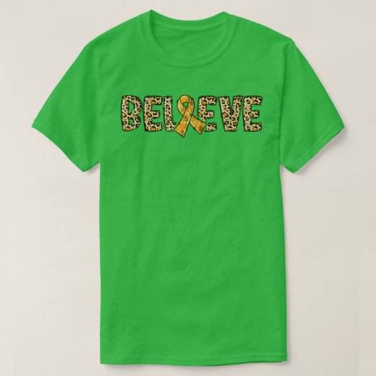 ADHD Leopard Print Orange Ribbon Support Believe T-shirt (Design voorkant)