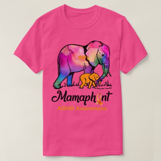 ADHD Mens Elephant Mamaphant ADHD-bewustzijn T-shirt (Design voorkant)