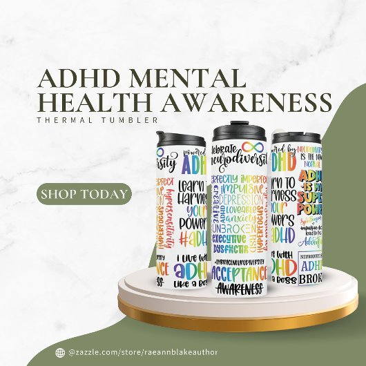 ADHD Mentale Gezondheidsbewustzijn Thermische Beke Thermosbeker