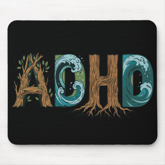 ADHD Natuur Elementen Typografie Ontwerp Muismat (Voorkant)