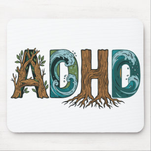 ADHD Natuur Elementen Typografie Ontwerp Muismat