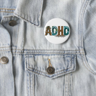 ADHD Natuur Elementen Typografie Ontwerp Ronde Button 5,7 Cm
