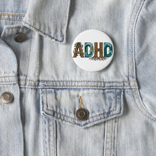 ADHD Natuur Elementen Typografie Ontwerp Ronde Button 5,7 Cm (In situ)