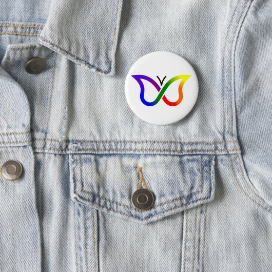 ADHD Neurodiversity Butterfly Button Badge (wit) (In situ)