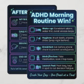 ADHD Ochtendroutine Checklist Print/Download Kaart (Voorkant / Achterkant)