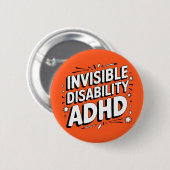 ADHD onzichtbare invaliditeitsknop Ronde Button 5,7 Cm (Voorkant /achterkant)