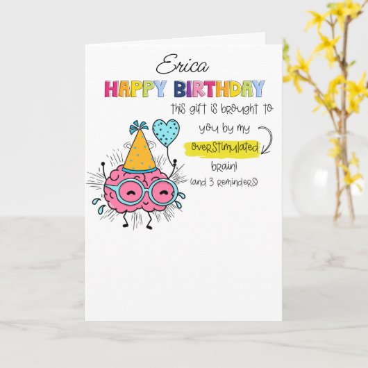ADHD Overgestimuleerde Hersenen Verjaardag ASS Kaart (Gele Bloem)