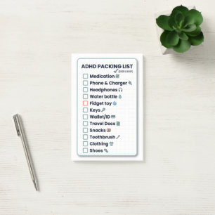 ADHD-paklijst Minimalistische Reischecklist Post-it® Notes