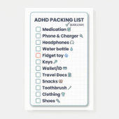ADHD-paklijst Minimalistische Reischecklist Post-it® Notes (Voorkant)