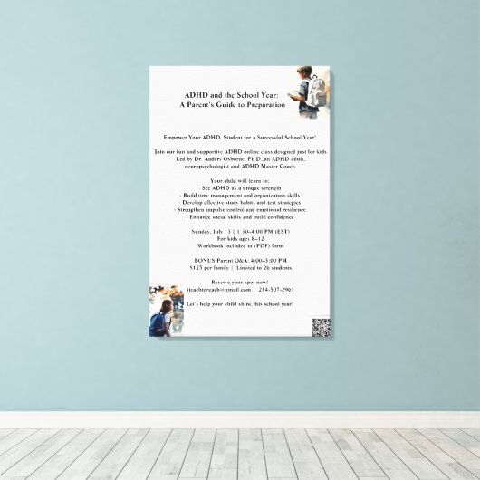 ADHD POSTER 13 juli Canvas Afdruk (Insitu (Houten vloer))