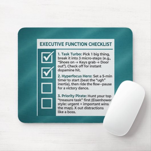 ADHD Productiviteit Executive Functie Checklist Muismat (Met muis)
