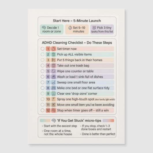 ADHD Schoonmaak Routine Checklist Magnetisch (Voorkant)