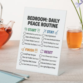 ADHD Schoonmaak Routine Slaapkamer Checklist Reclamebord Met Voetstuk